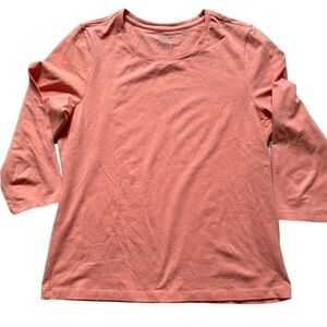 Chico’s Orange Cotton Scoop Neck Ultimate Tee Long Sleeve Tee Shirt Medi…